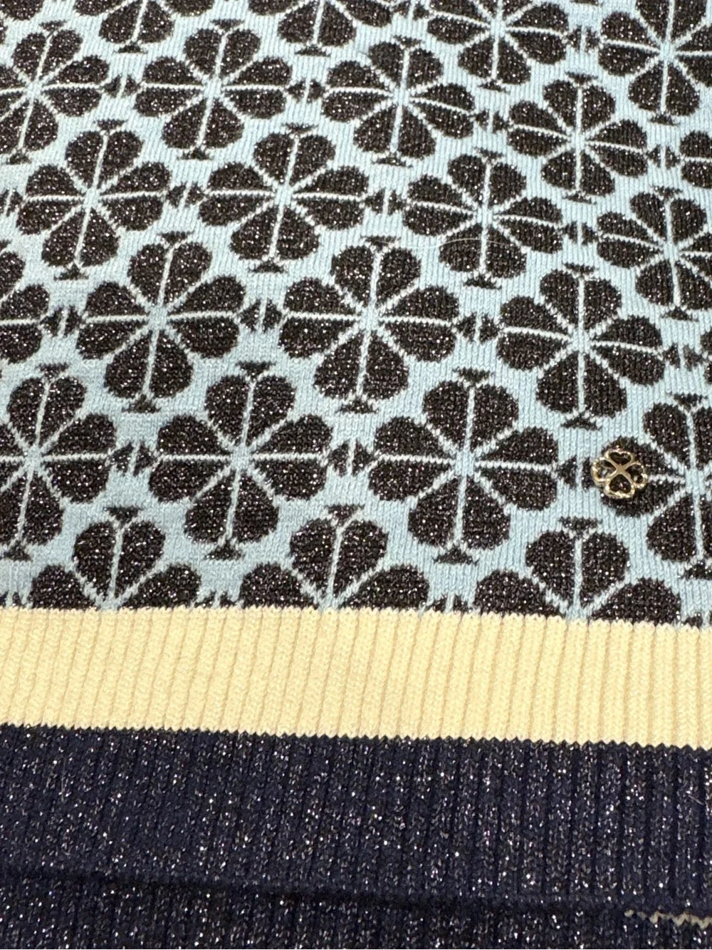 Kate Spade Flower Stripe Knit Scarf in French Navy
